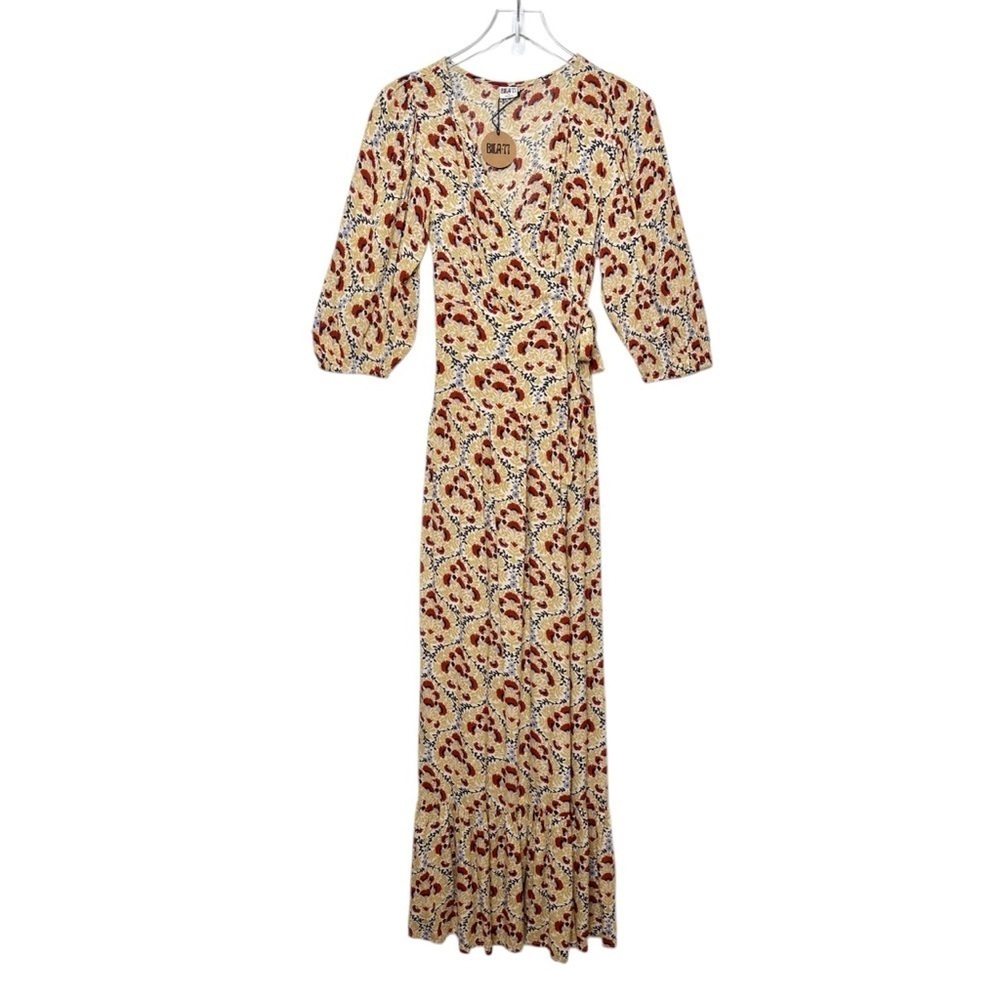 NWT BILLA 77 Romantic Floral Wrap Maxi Dress Prairie Boho Sz XS - Picture 3 of 16